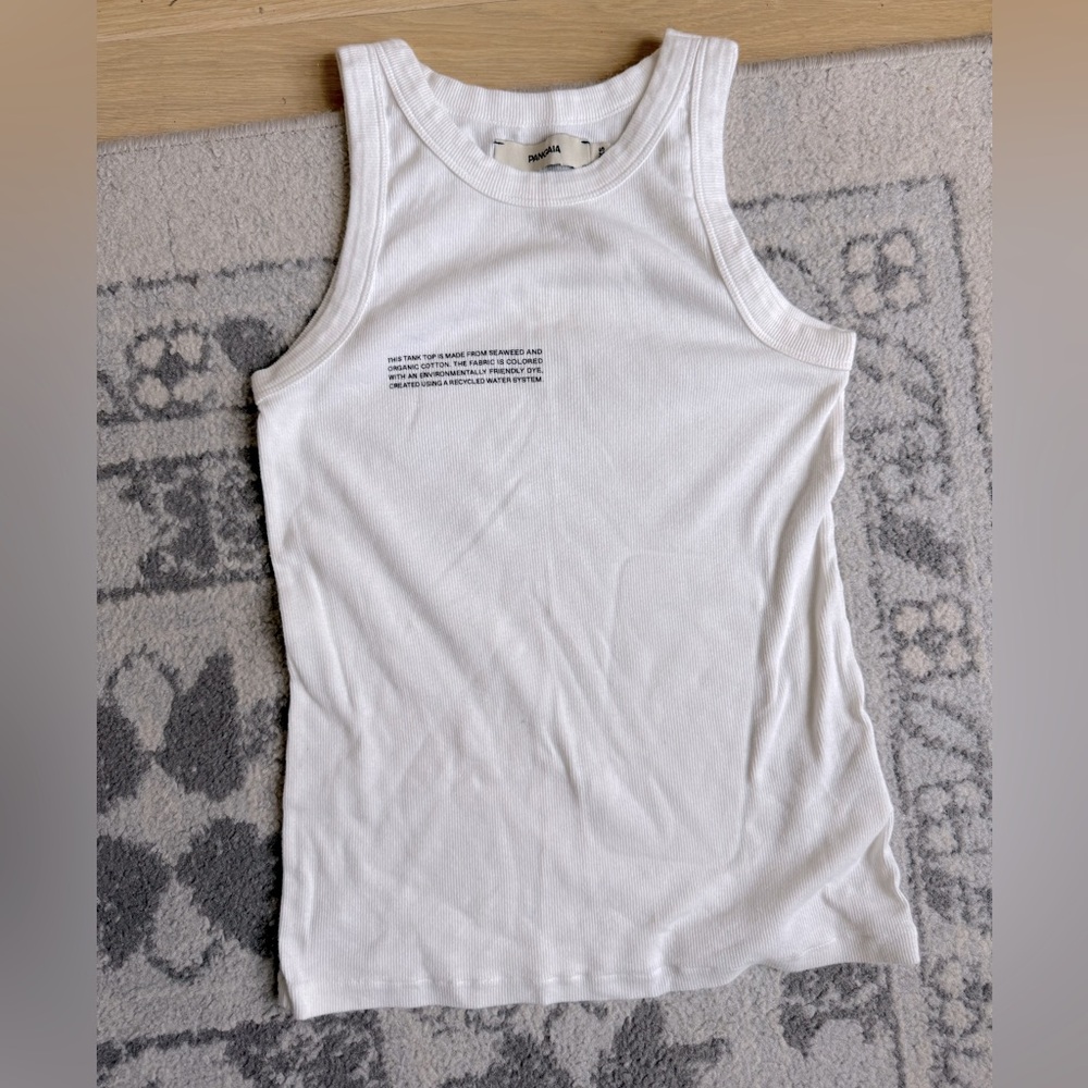 Pangaia White Ribbed Organic Cotton Tank Top
